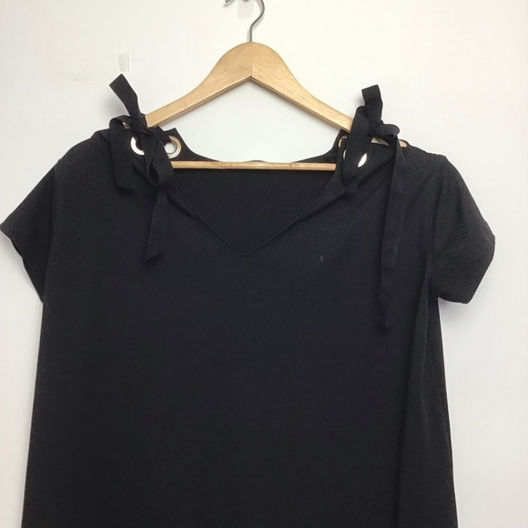 Uchuu Montreal Black Ribbon Tunic Oversized Cocktail Little Black Dress Size 1 - Picture 7 of 14